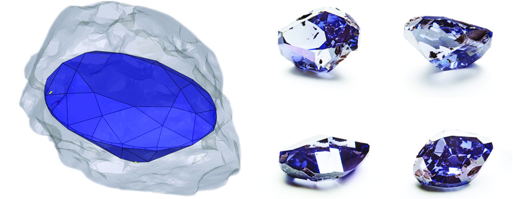 阿蓋爾紫羅蘭被打磨成2.83克拉的橢圓形鑽石