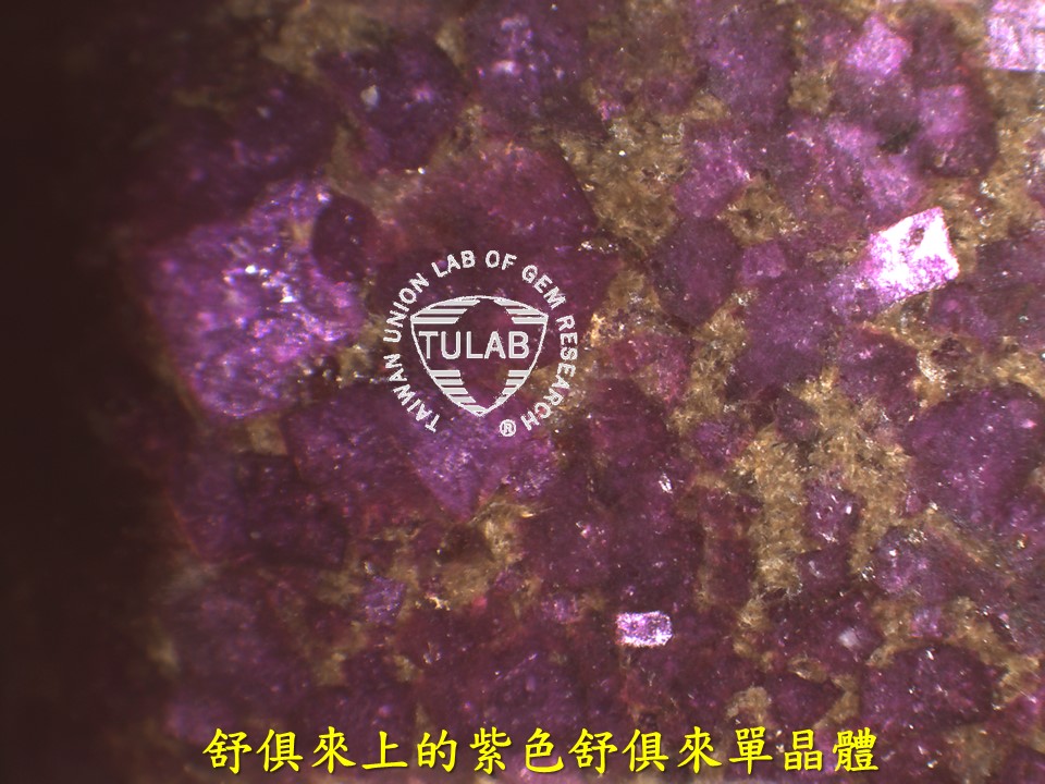 舒俱來上的紫色舒俱來單晶體
